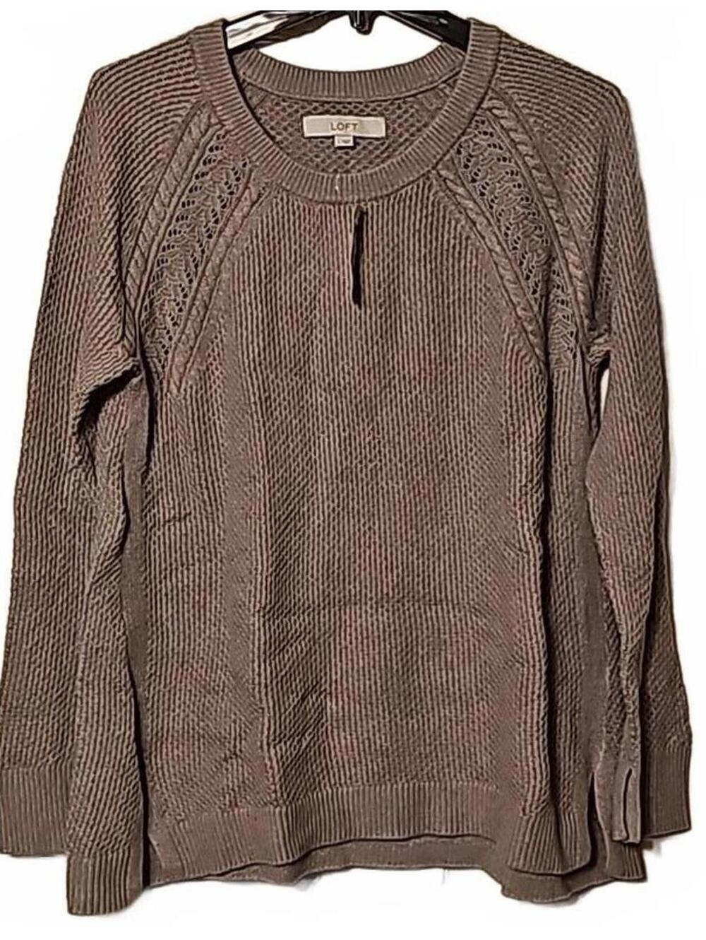 LOFT Taupe Knit Sweater Size L, NWT